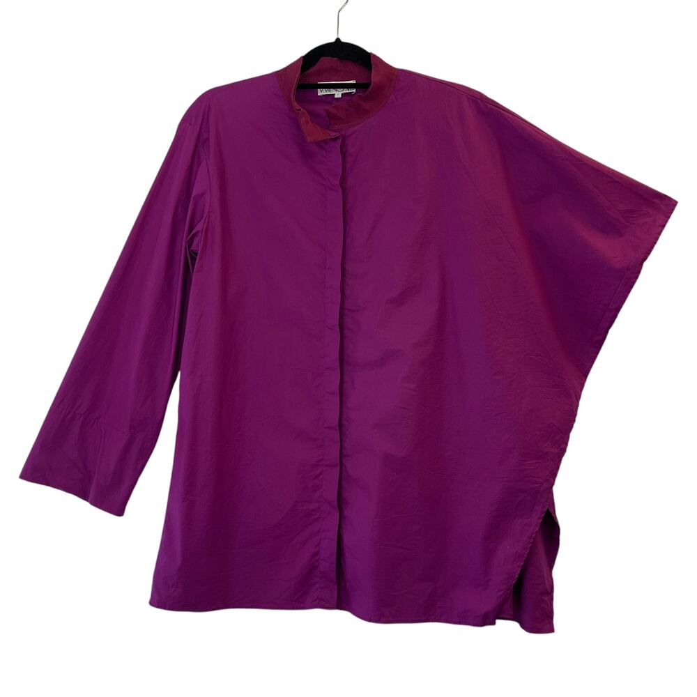 Wingate‎ Button Up One Arm Blouse Size 2 (US 12/14) Eggplant Poncho Shirt Poncho